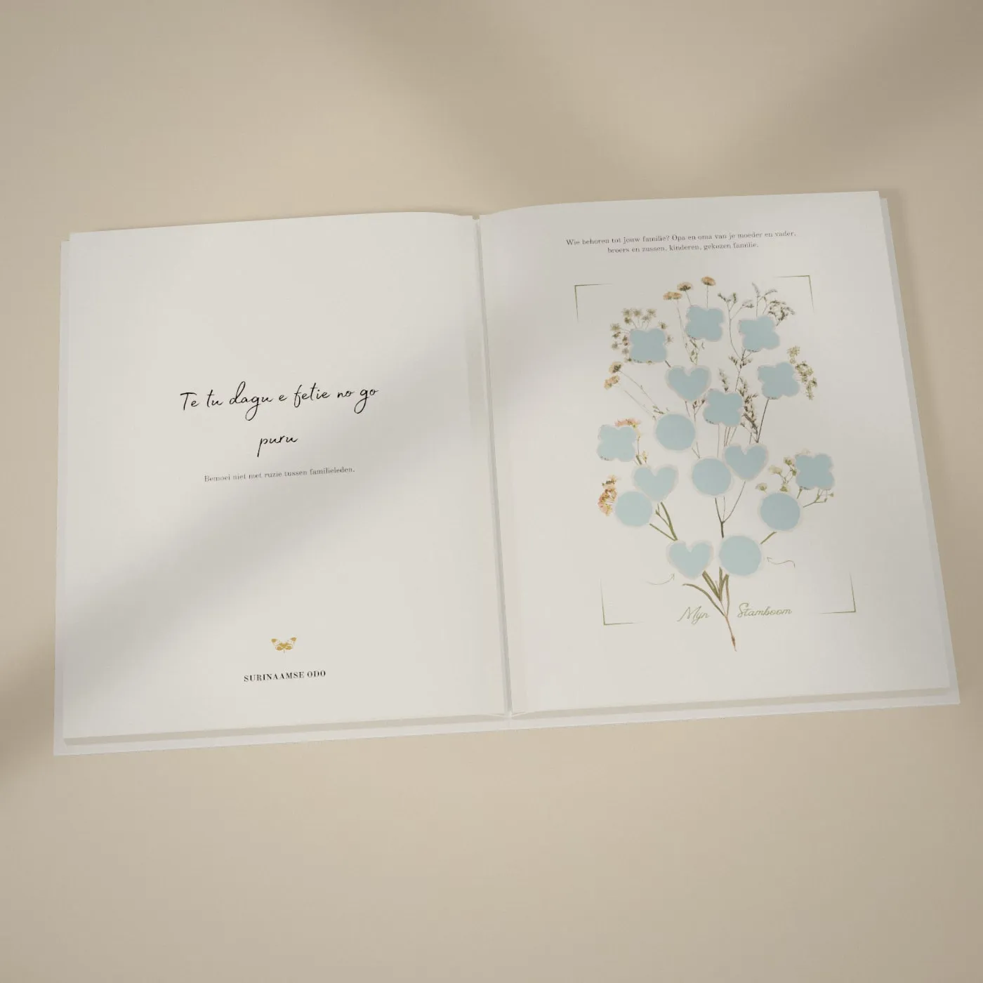 Opengeslagen boek bij de stamboompagina